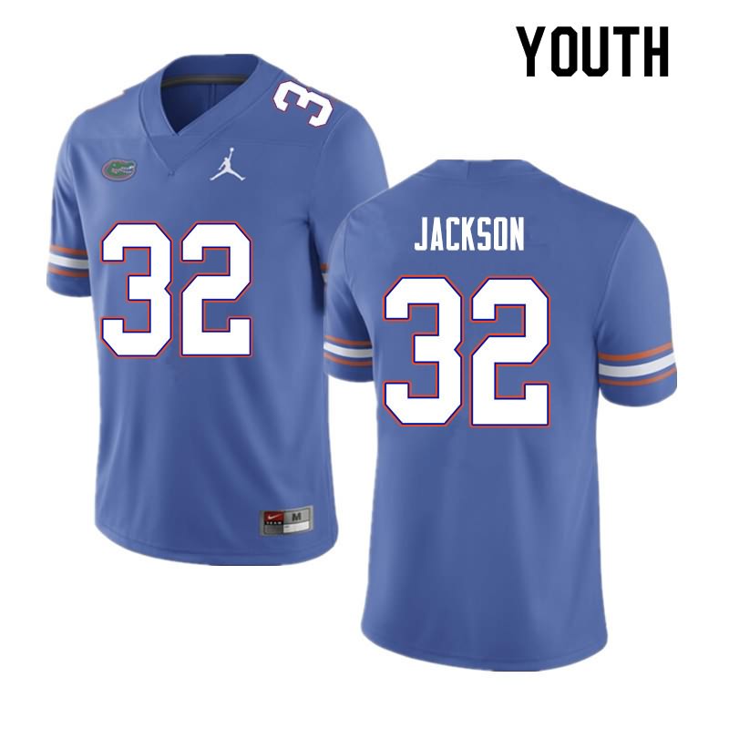 Youth NCAA Florida Gators N'Jhari Jackson #32 Stitched Authentic Nike Blue College Football Jersey KUB8065BQ